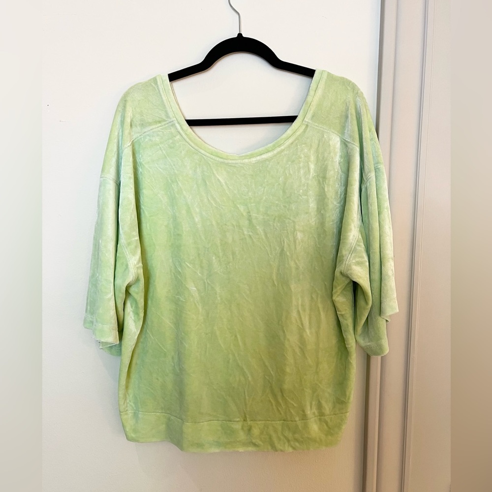 We The Free M Lime Green Velvet Tee